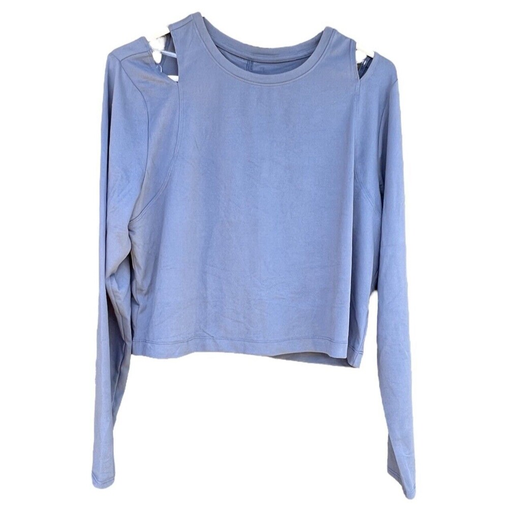 All in Motion Size XXL Cold Shoulder Cropped Long sleeve Periwinkle Blue Top New